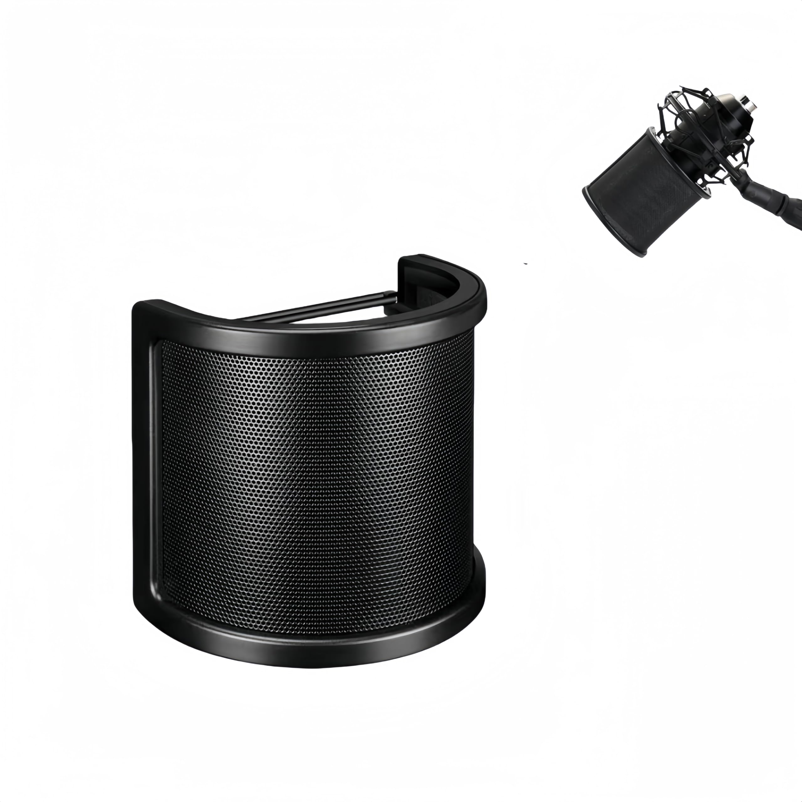 Filtro universal de malla metálica para micrófono, filtro de grabación de estudio, protector de micrófono ajustable, accesorio de cubierta de viento para micrófono, adecuado para la mayoría de