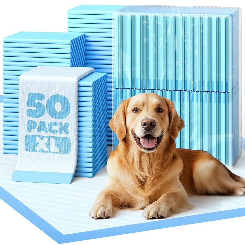 Tapete higiênico para cães Powools com 6 camadas e polímero superabsorvente 86,36 x 71,12 cm — Pacote com 50