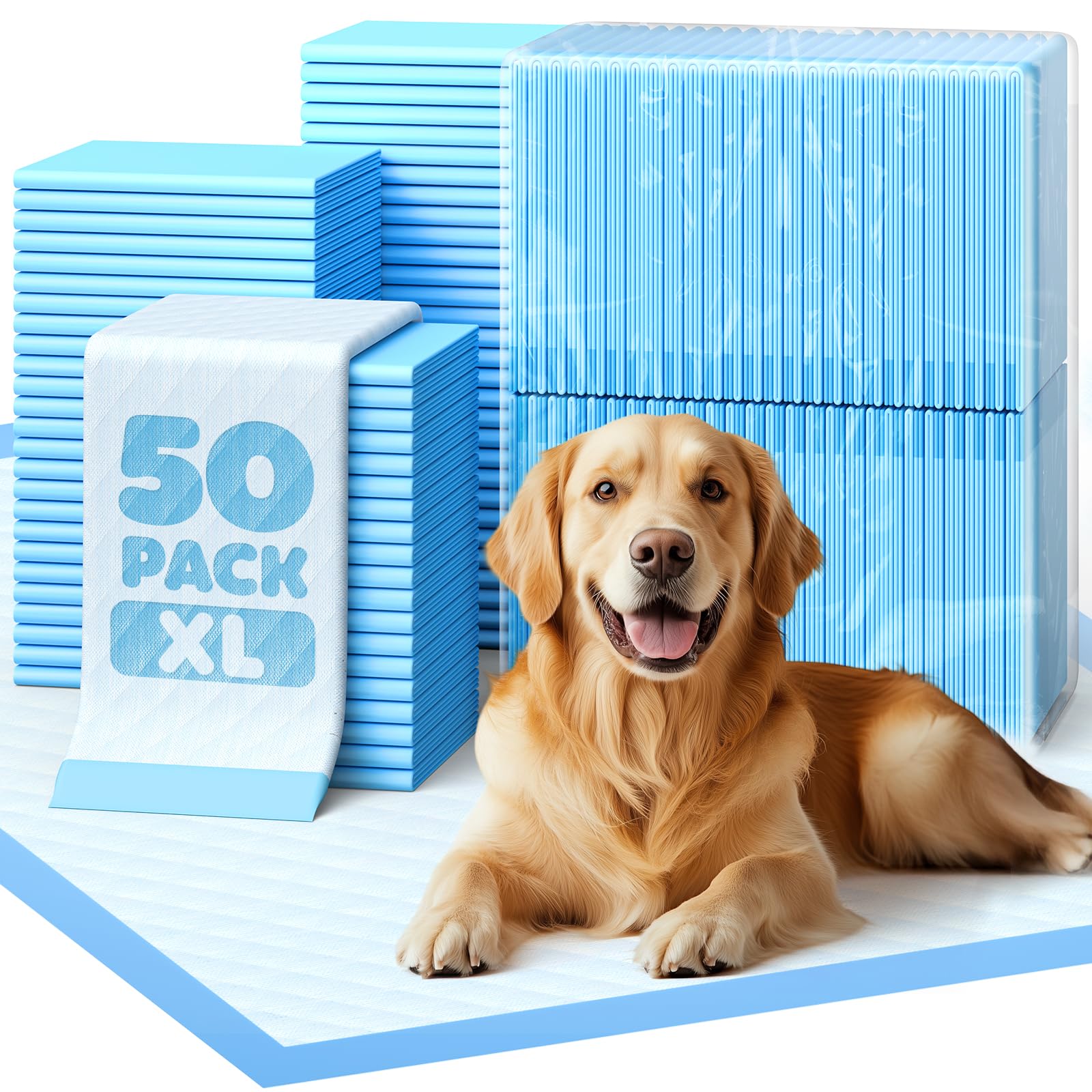 50-Pack Extra Large Pee Pads - 34" x 28" Puppy Pads for Dogs with 6-Layer Leakproof Protection, Disposable and Quick-Dry Dog Pads with High Absorbency