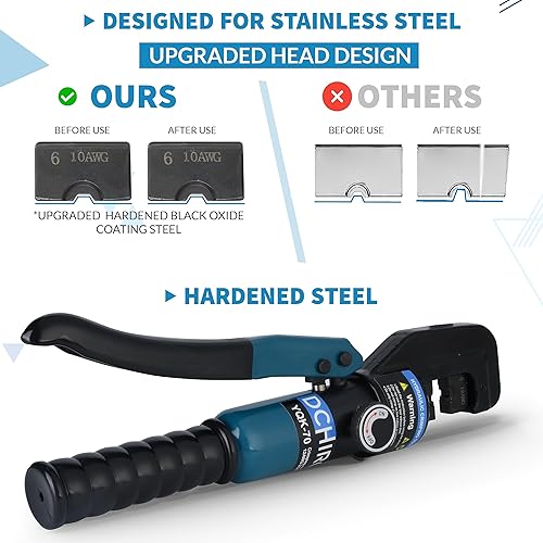 Miniatura 2 de Herramienta de prensado hidráulico 9 troqueles recubiertos de óxido negro y carcasa dura incluida Crimpadora hidráulica con cabezal resistente