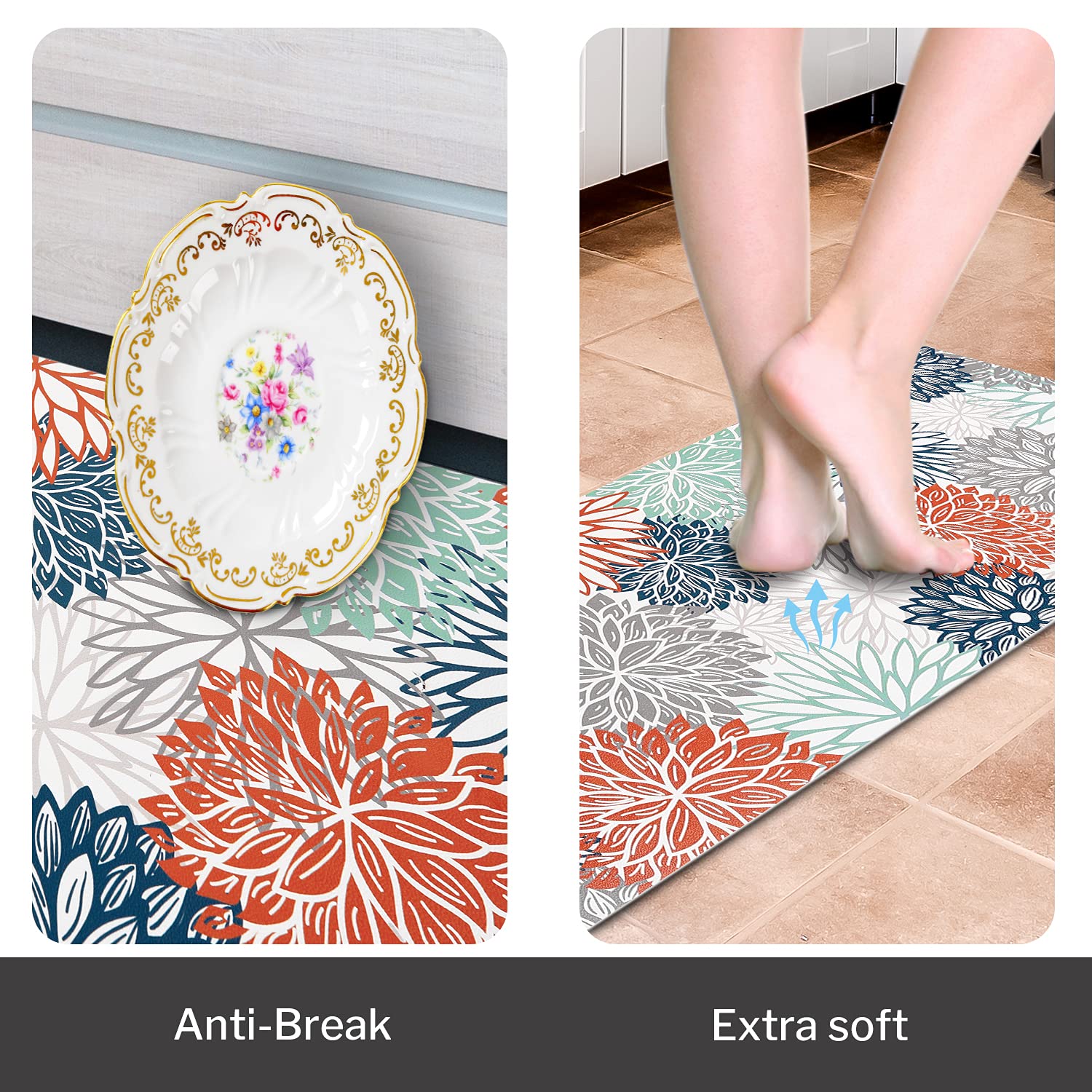 2 Pieces Non Slip Kitchen Mat Set, Washable Kitchen Floor Mat For Kitchen, Entryway, Hallway Runner Set Washable Runners (B01, 43x150cm+43x75cm
