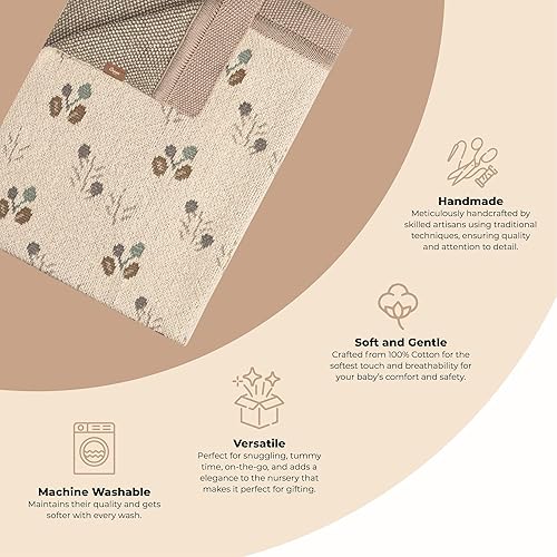 Vista 18 de Crane Baby Manta de algodón suave, 36 x 36 pulgadas, para niños y niñas, color crema Blanco