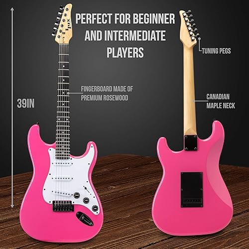 Vista 10 de LyxPro Kit de guitarra eléctrica de 39 pulgadas con amplificador de 20 W, todos los accesorios, afinador de clip digital, seis cuerdas, dos púas