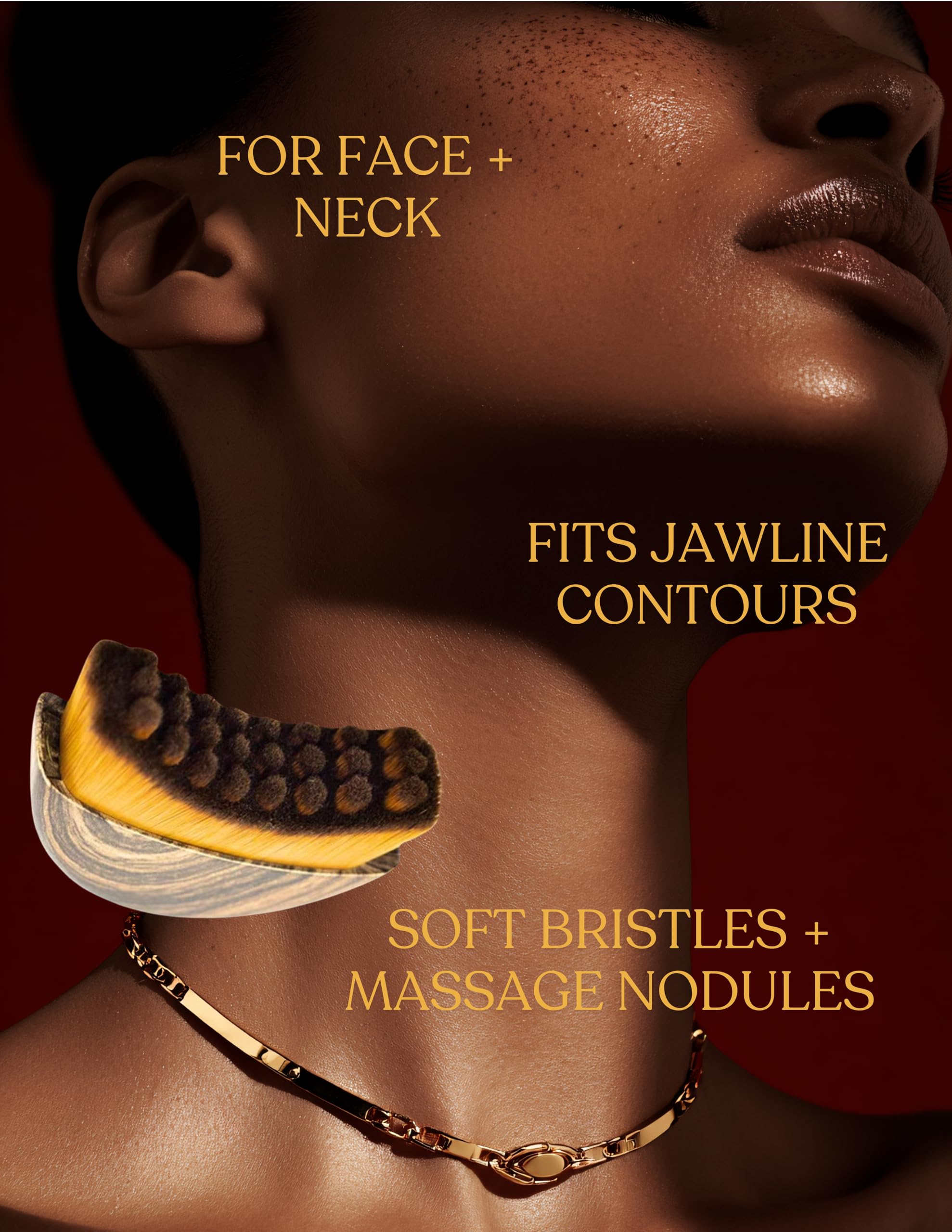 Lymphatic Contour Face Brush – Ergonomic Handle | Facial Sculpting, Puffiness Reduction & Glow-Boosting Massage | Dry Brushing for Jawline, Cheeks & Neck | Boost Circulation & Radiance