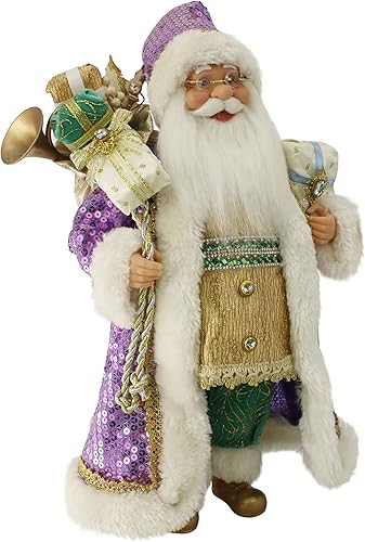 Miniatura 3 de Windy Hill Collection Figura decorativa de Santa Claus de 16 pulgadas con lentejuelas reales 161074
