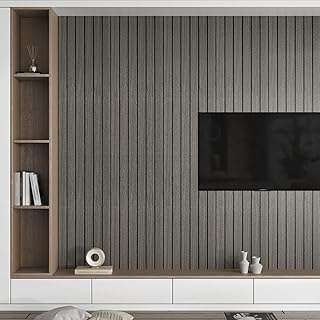 Wallderful Wood Wall Panels Dark Brown 3D Acoustic Slat Wall Paneling Peel and Stick Vertical Self Adhesive Faux Wood Grain Contact Paper Soundproof Wooden Panel for Bedroom TV Background Interior