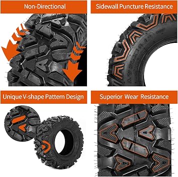 FORERUNNER 26x11-12 ATV Tires, All Terrain KNIGHT (Pack of 2, Tubeless) | FORERUNNER 6PR 26x11-12 ATV UTV Trail Mud Sand Off-Road Tires