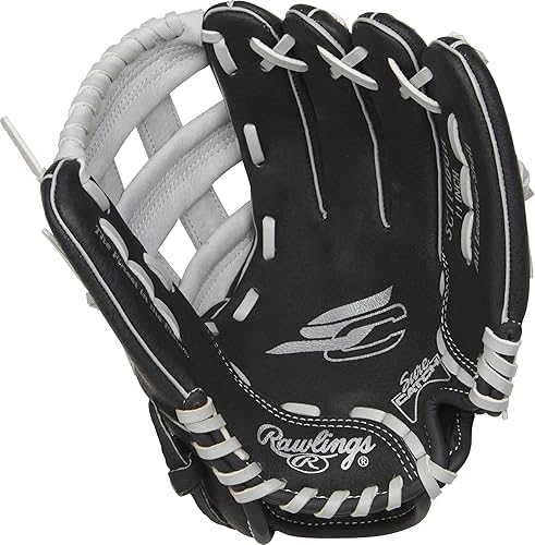 Rawlings | SURE CATCH T-Ball & Youth Baseball Glove | Right Hand Throw | 11" | Black/Grey 3