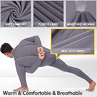 Vista 5 de CL convallaria Long Johns Thermal Underwear for Men Soft Fleece Lined Base Layer Cold Weather Top Bottom Set XS-4XL