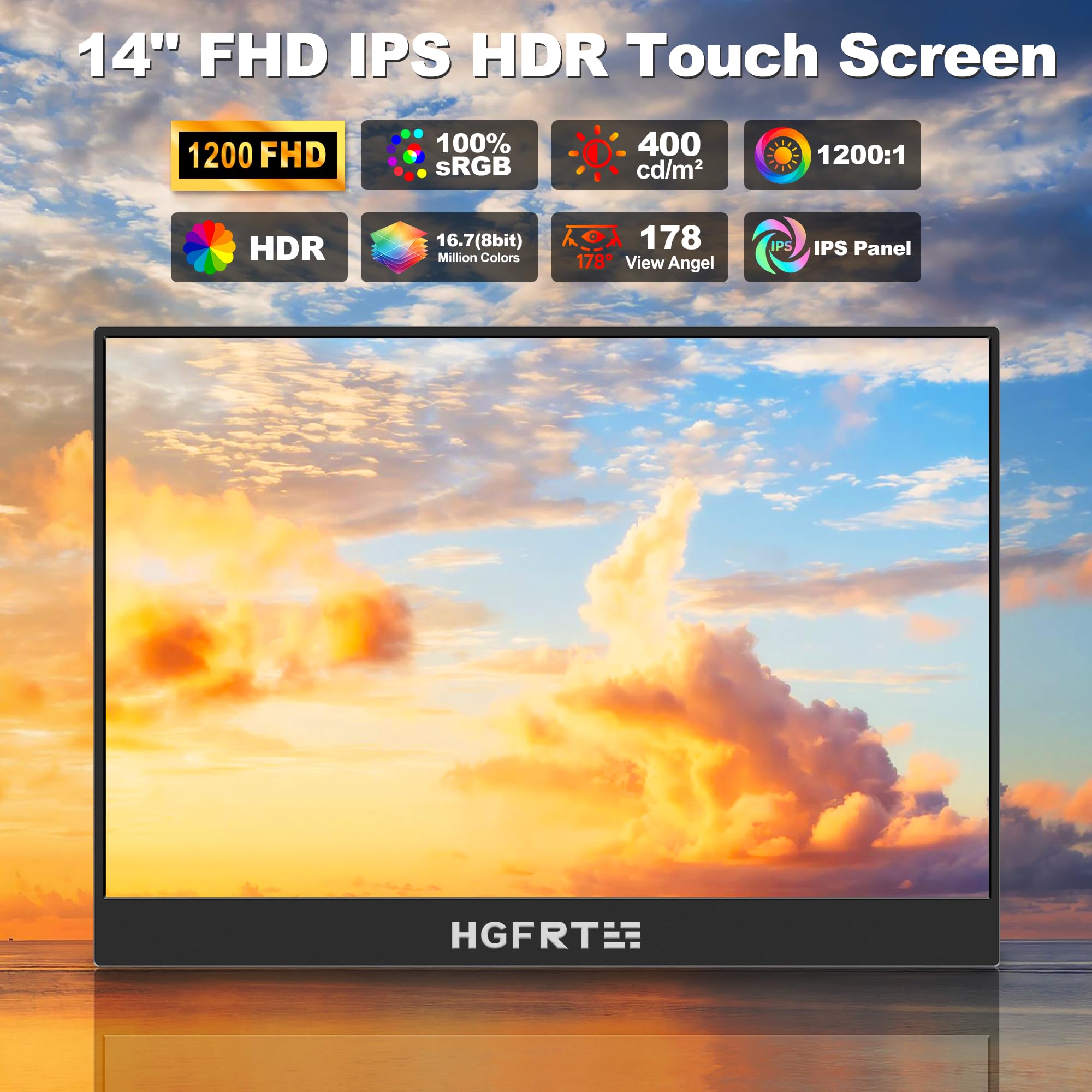 Amazon.co.jp: HGFRTEE ポータブルモニター タッチスクリーン 14インチ