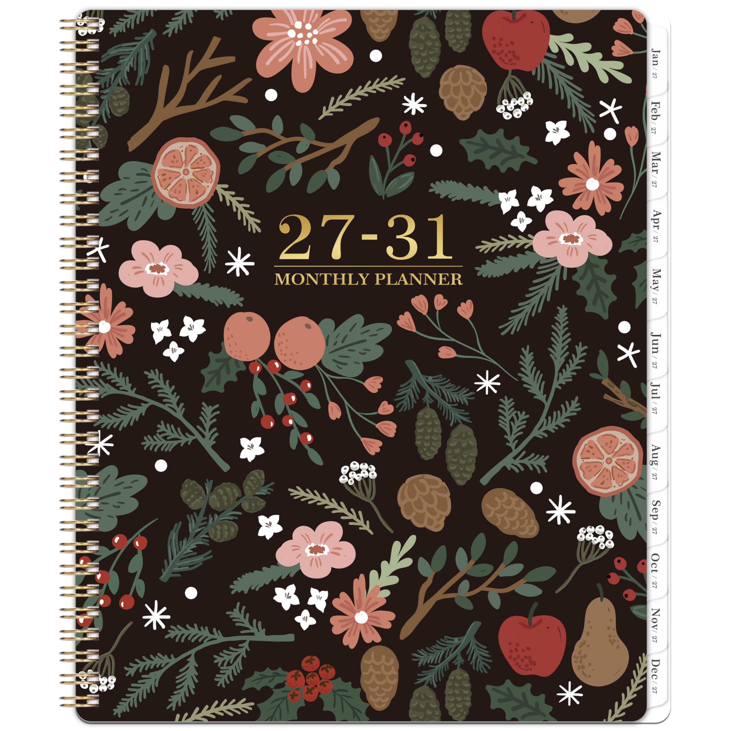 2026-2030 Monthly Planner - 5 Year Planner/Calendar, 5 Year Calendar 2026-2030 Monthly Planners with Tabs, Jan. 2026 - Dec. 2030, 9" x 11", Twin-Wire Binding, Double-Side Pocket - Pinecone