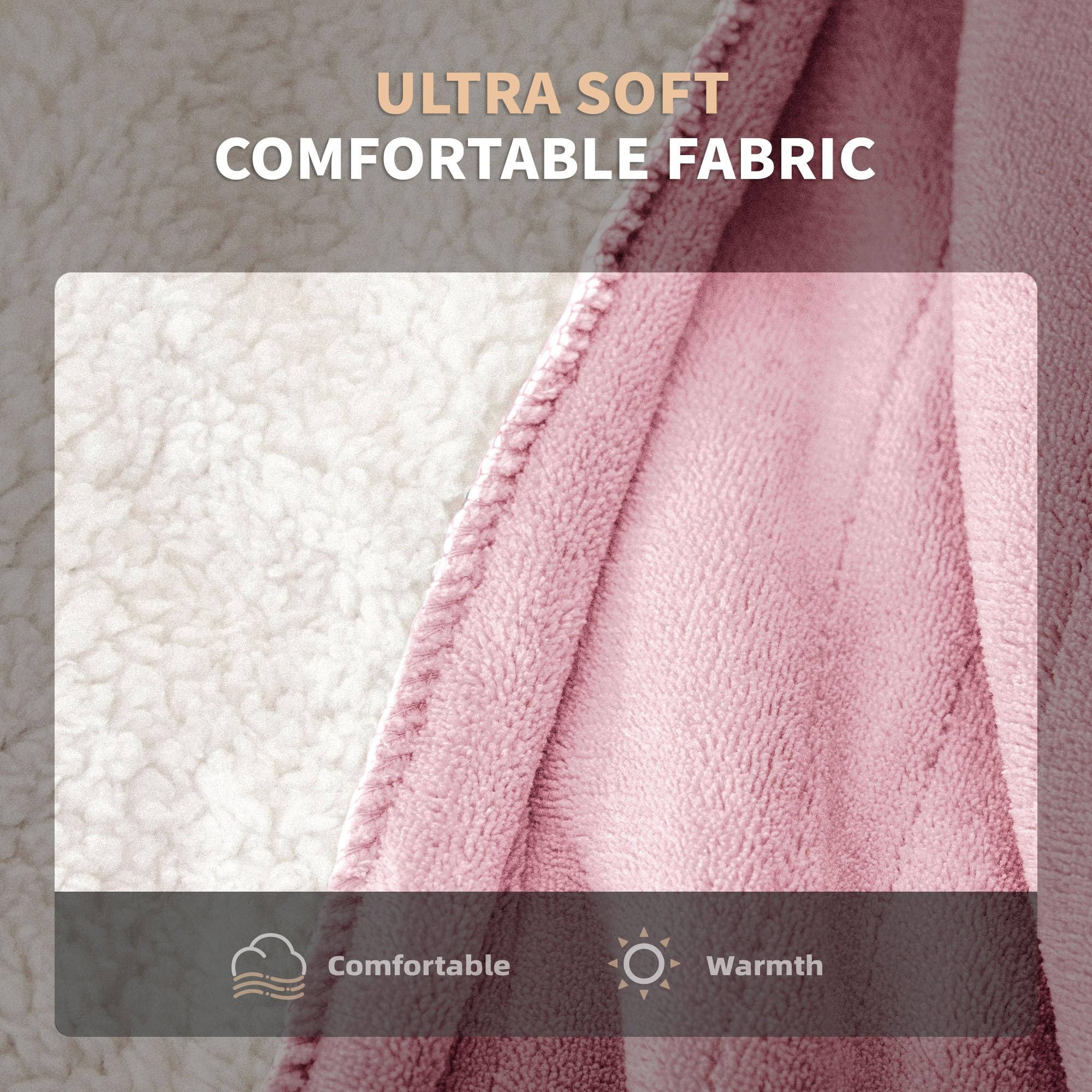 JET'S HOME Heated Blanket 50"x60" - ETL&FCC Certified Flannel Electric Blanket Machine Washable Heating Throw with 5 Heating Levels 3 Hours Auto-Off Overheating Protection Gift for Women (Pink)