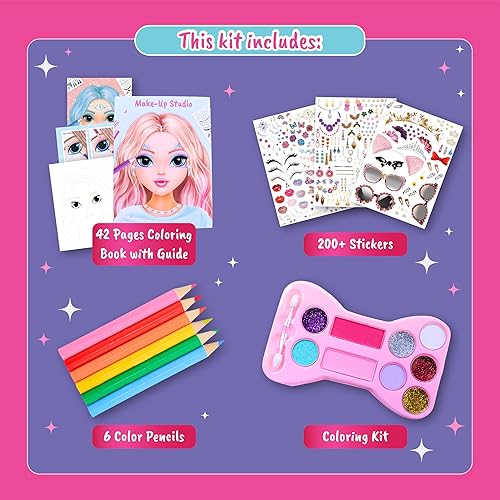 Miniatura 3 de BSCOOL Artista de maquillaje. Maquillaje divertido 3 en 1, calcomanías, kit de colorear, incluye lápices de colores, paleta de maquillaje y más de