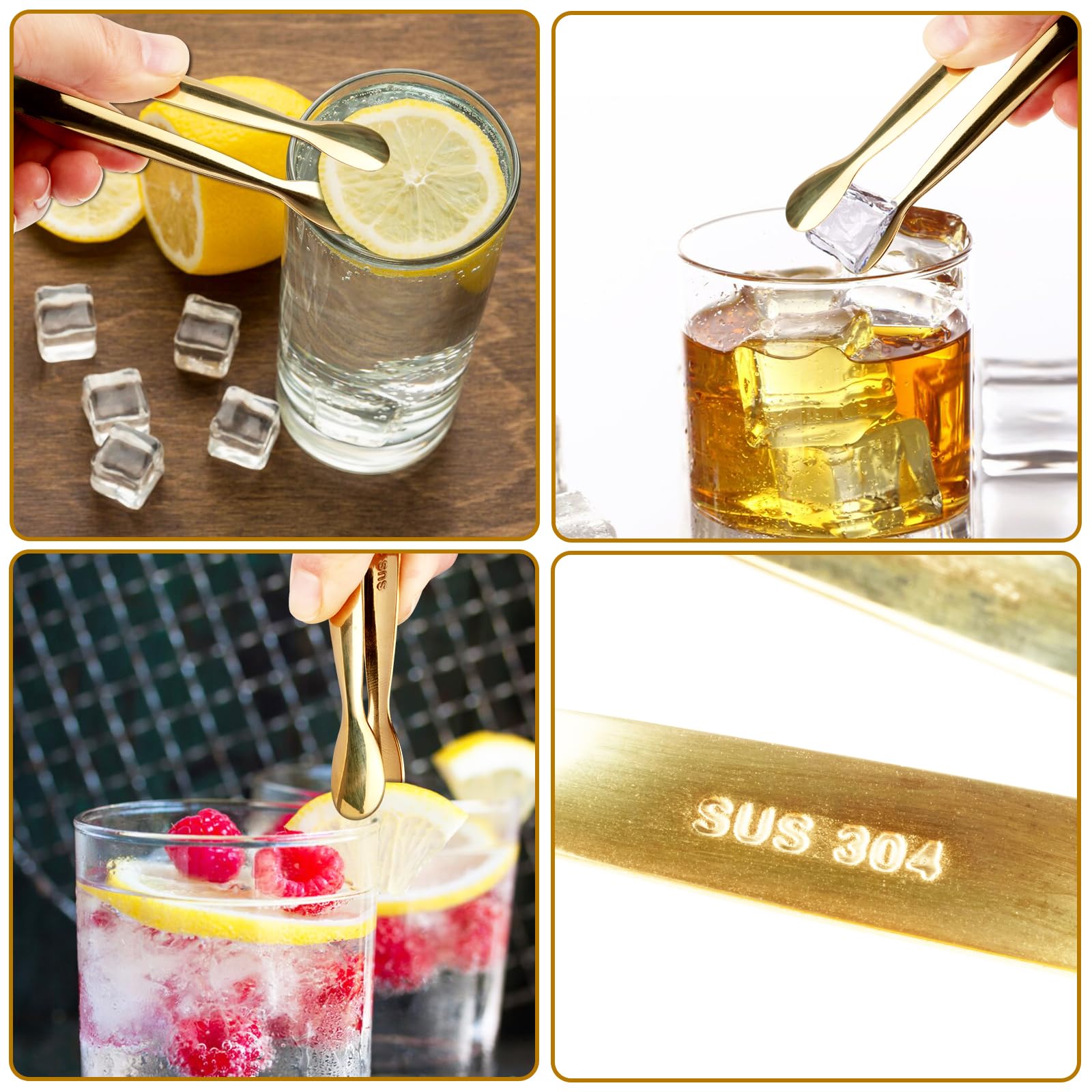 10 mini pinzas para servir, pinzas pequeñas de acero inoxidable de 4.2 pulgadas para aperitivos, azúcar, embutidos, postres, fiesta de té, barra de café. Mini pinzas para aperitivos (oro,