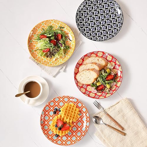 Miniatura 9 de Metahom Platos de cerámica de 10 pulgadas, juego de platos de porcelana azul y blanca, platos para servir pasta, panqueques, carne, ensalada, juego