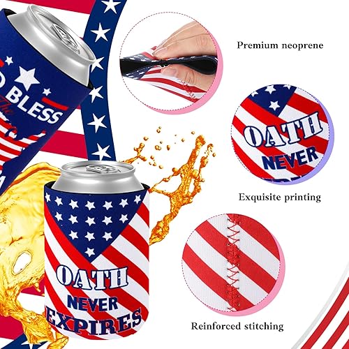 Vista 3 de Tenceur 48 piezas de regalos militares para veteranos, regalo patriótico, bandera estadounidense, fundas enfriadoras de botellas, aislantes