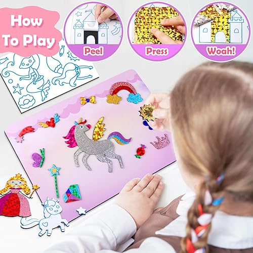 Miniatura 4 de ZMLM Kit de arte divertido de aluminio para niños manualidades de arte de aluminio, regalo de princesa unicornio para niñas de 4, 5, 6, 7, 8, 9