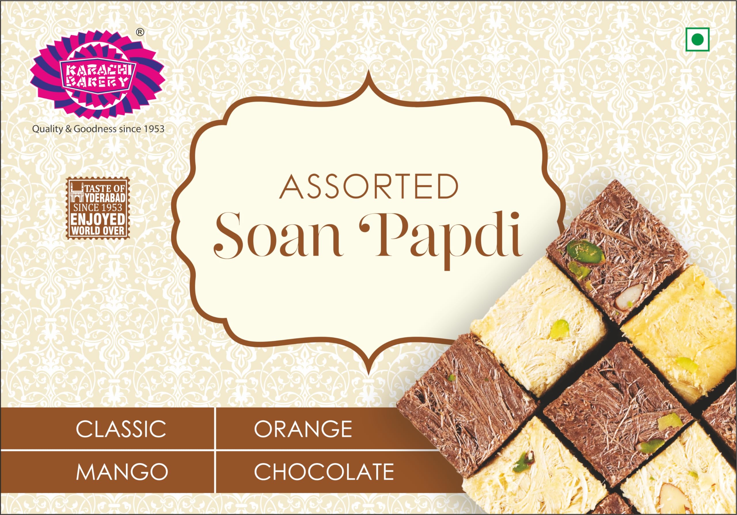Karachi Bakery Assorted Soan Papdi Classic Orange Mango Chocolate | Gift Pack |, 800gm