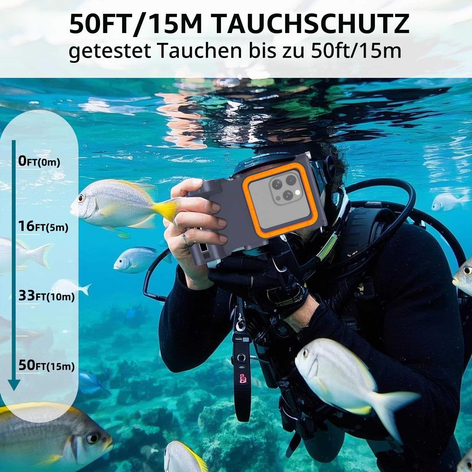 ShellBox wasserdichte Handyhülle Unterwasser Wasserfeste 15m Handy Wasserschutzhülle Handytasche Wasserdicht Schwimmen Baden für iPhone 16 Pro 16 Pro Max 15 Pro 15 Pro Max 14 13 12 Pro 1213 14 Pro Max