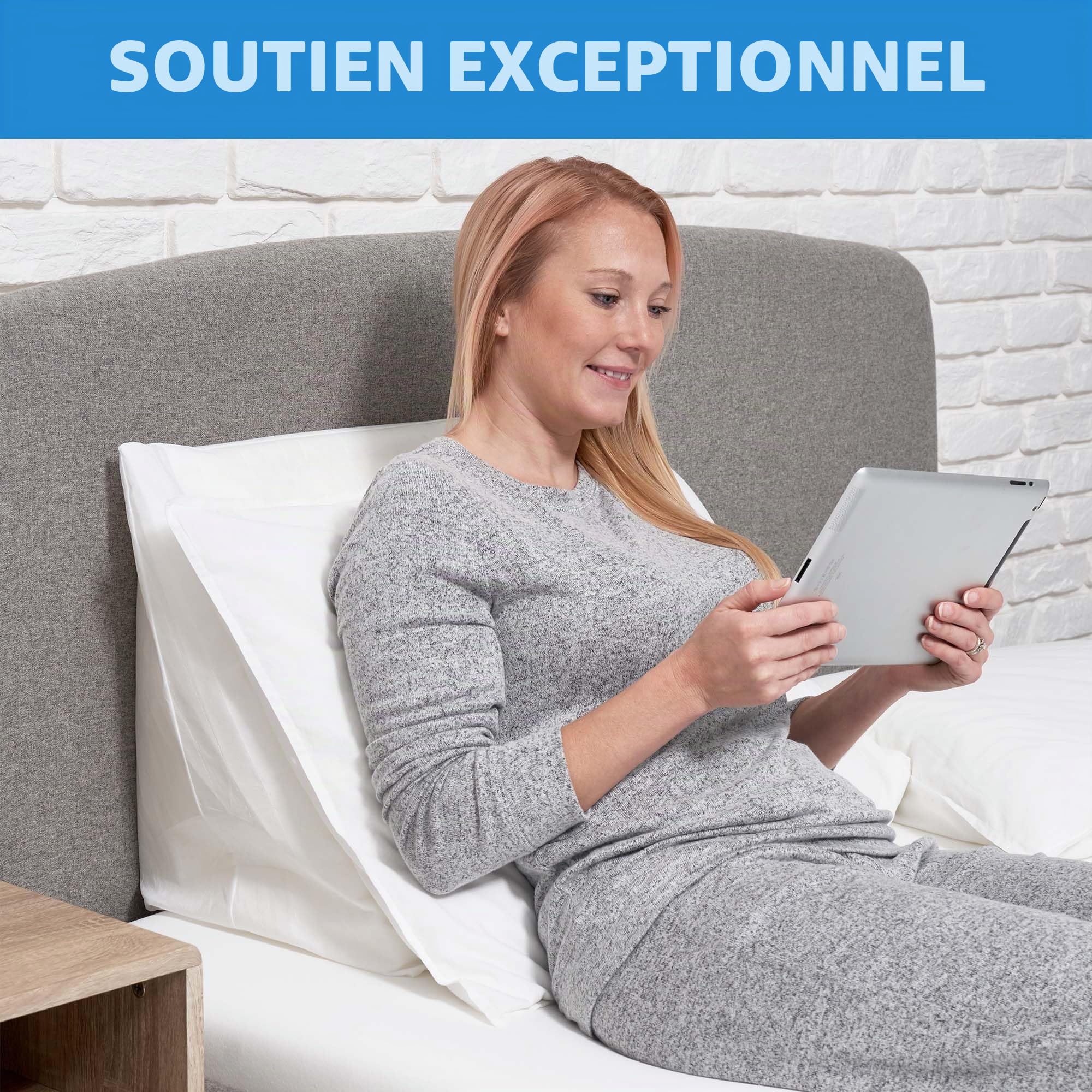 Coussin Incliné pour Oreiller - Idéal pour la Lecture, Efficace pour Lutter Contre Le Reflux Acide | Fabriqué en Mousse avec Housse Amovible et Lavable, Fabriqué au Portugal