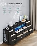 SONGMICS BELLAH Collection - TV Stand pour les téléviseurs Jusqu'à 70 Pochettes, commode pour chambre, salon, coffre de tiroirs, acier, 11 Tiroirs et plateau, Noir d'encre moderne ULGS043B101S