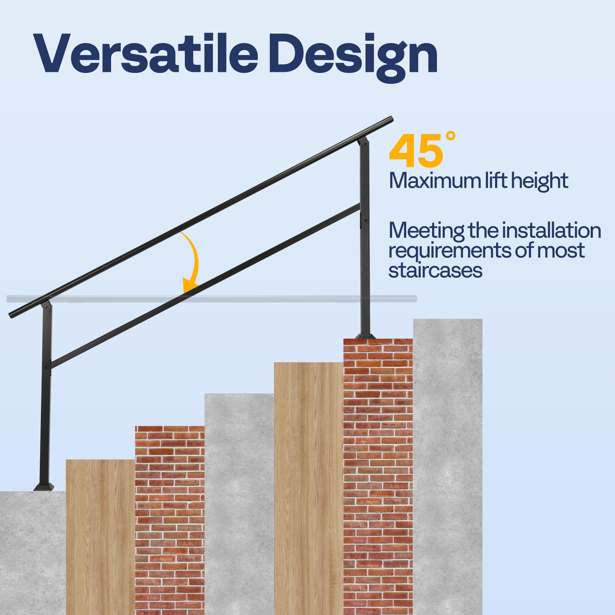 Hand Railing String Snapklik.com : 2-Pack 6 Step Hand Rails For Outdoor Steps, Galvanized ...