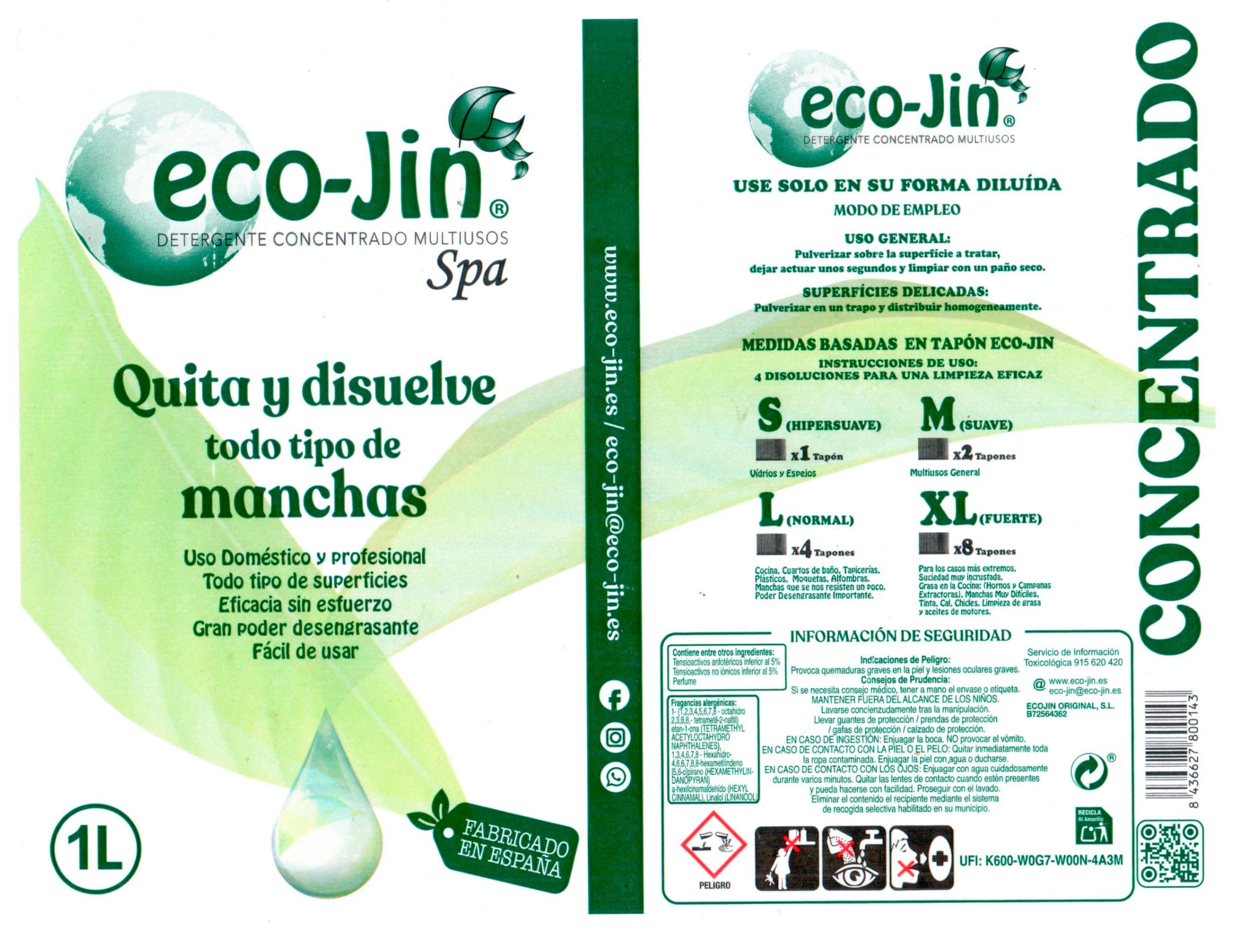 Eco-Jin Spá 1L | Limpiador ecológico multiusos para el hogar (3 unidades)