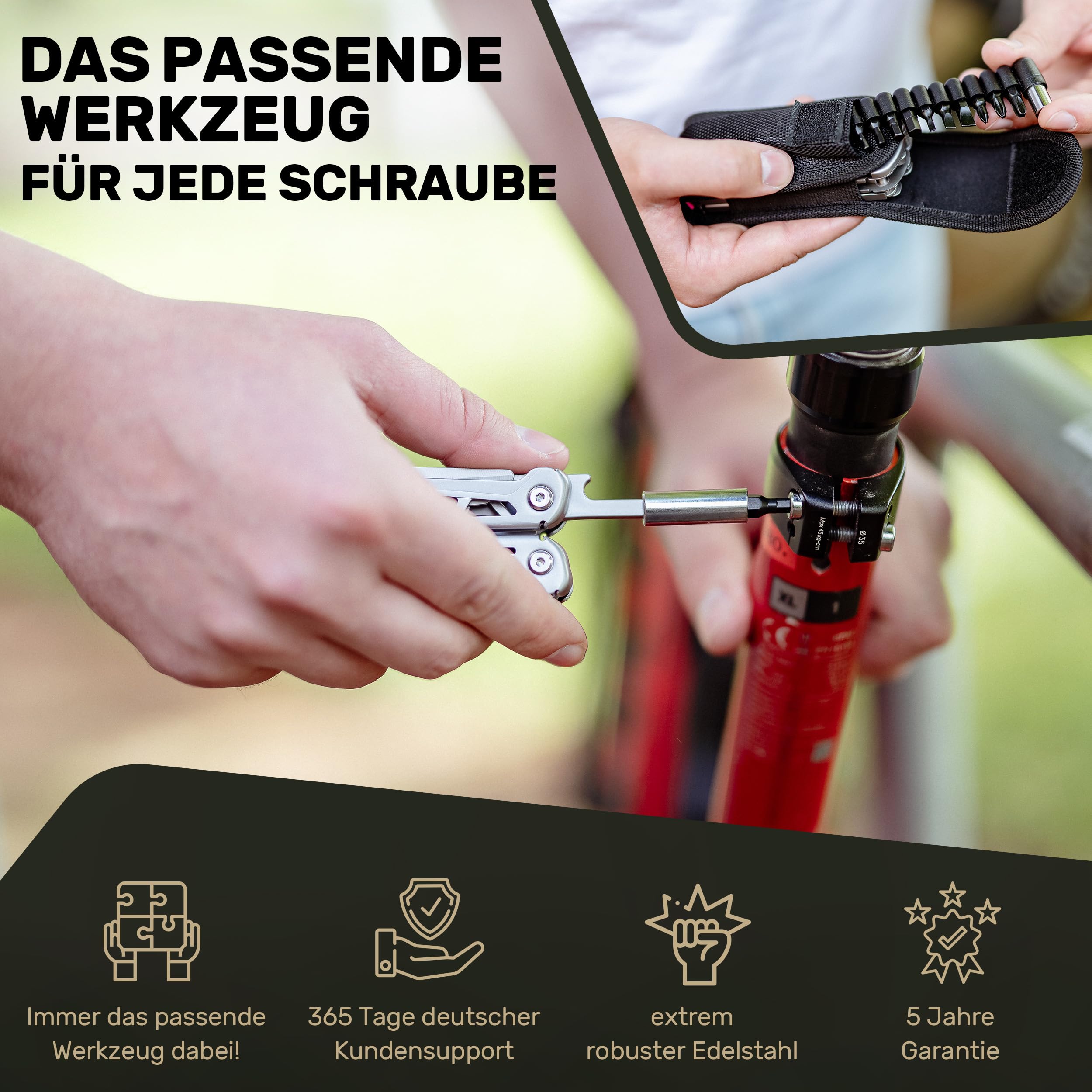 Multitool [440C Edelstahl] Outdoor Camping Survival Multitool Werkzeug Messer, Überlebensmesser, Taschenmesser, Multifunktionswerkzeug, Multi Tool, Multifunktionsmesser (Caveman Plus)