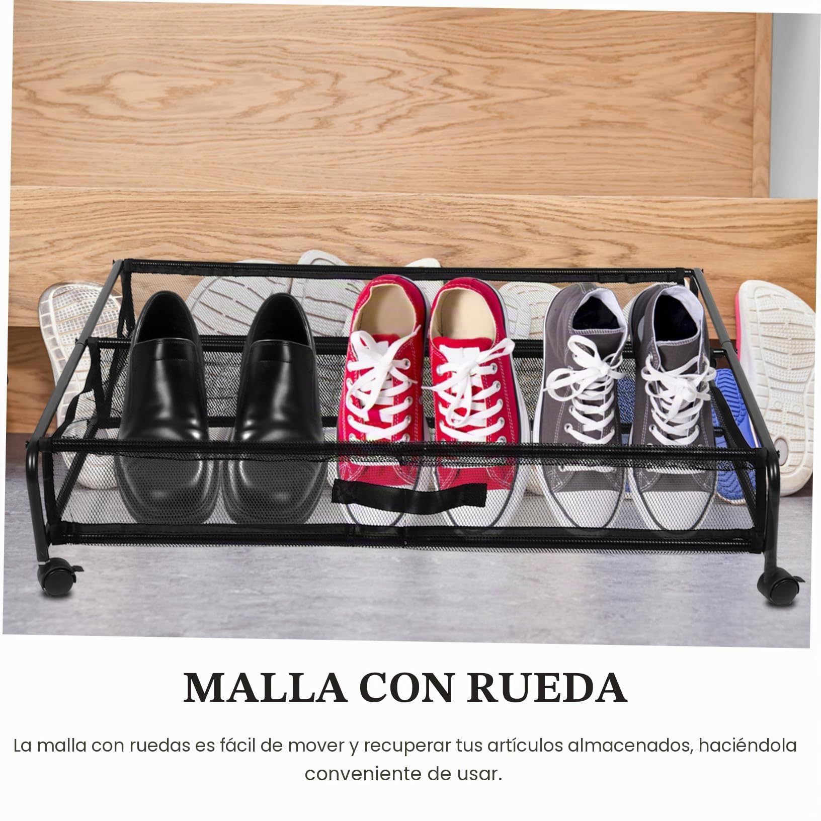 Contenedor de Almacenamiento y Fácil Instalación Debajo Cama con Ruedas con Diseño Multifuncional Organizador de Zapatos de Hierro para Cualquier Habitación
