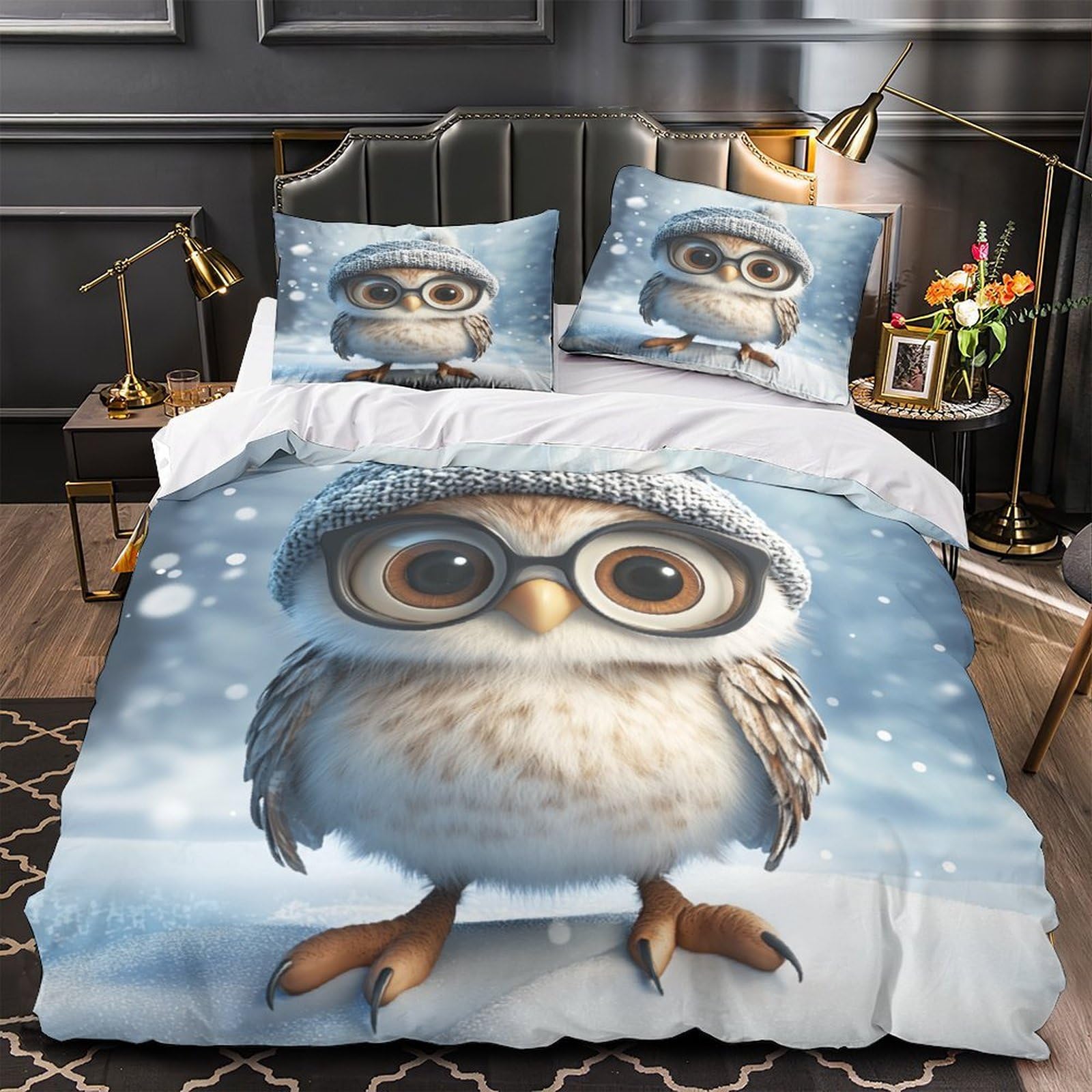 Parure de lit dessin animé chouette pour cocooner au chaud tout l'hiver