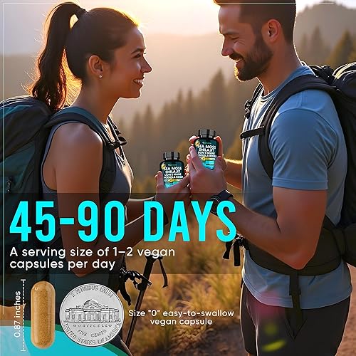 Miniatura 7 de Adndale Cápsulas de musgo marino verdadero. Shilajit para hombres y mujeres Suplemento con melena de león, Rhodiola Rosea, CoQ10-90 unidades