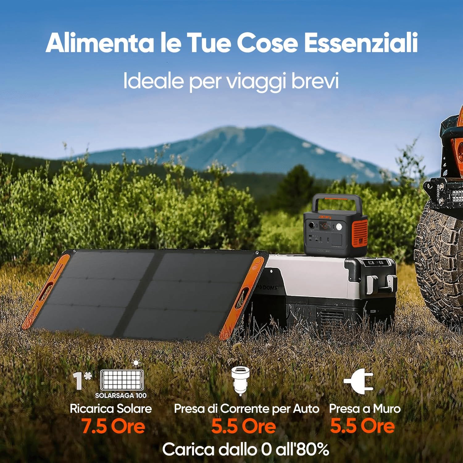 Jackery SolarSaga 100W Pannello Solare Portatile Bifacciale per Centrale Elettrica Explorer 240V2/500/1000V2, Caricabatterie Solare Pieghevole con Uscite USB-C/A per Campeggio, All'aperto e Camper