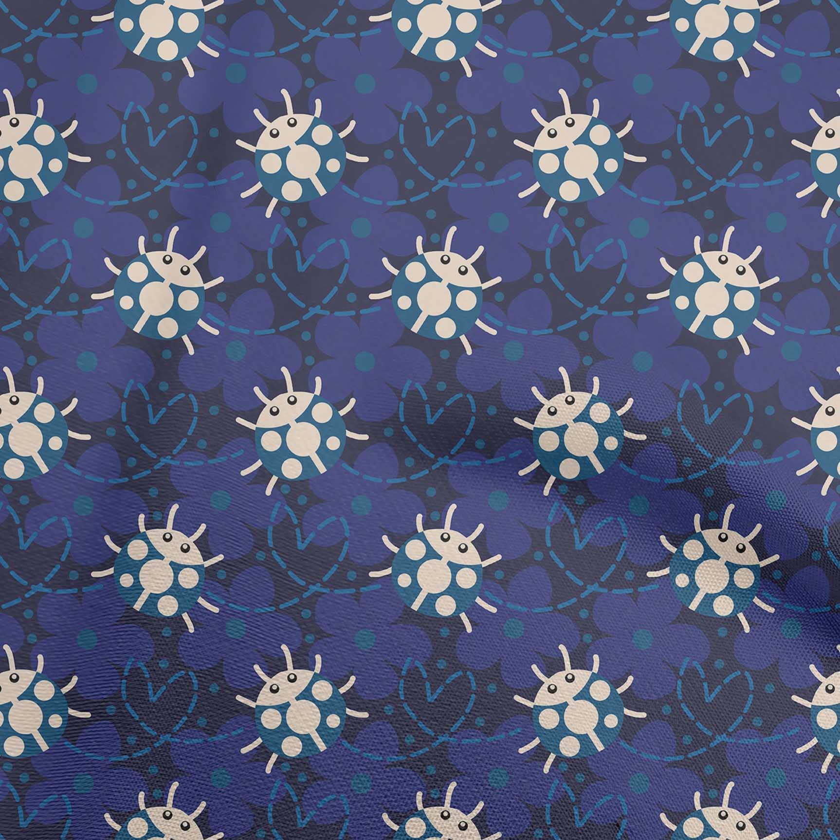oneOone Viscose Jersey Blue Fabric Bird Ladybird Sewing Craft Projects Fabric Prints by Yard 60 Inch Wide