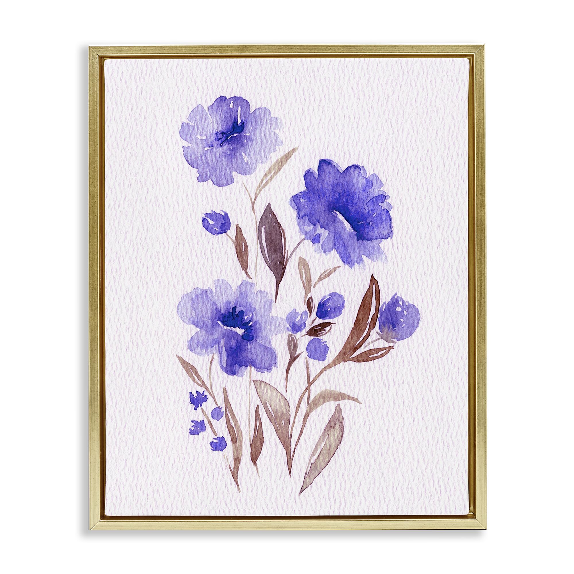 'Watercolor Purple Blossoms'| Floating Frame Canvas Art