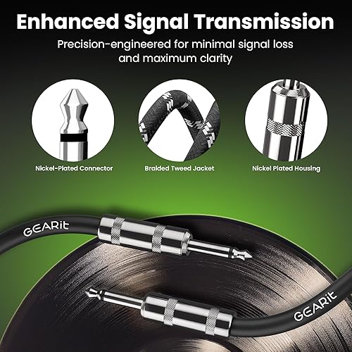 Miniatura 6 de GEARit Cable de instrumento de audio (20 pies) de 14 de pulgada a 14 de pulgada recto macho a macho para cable AMP, bajo y guitarra eléctrica,