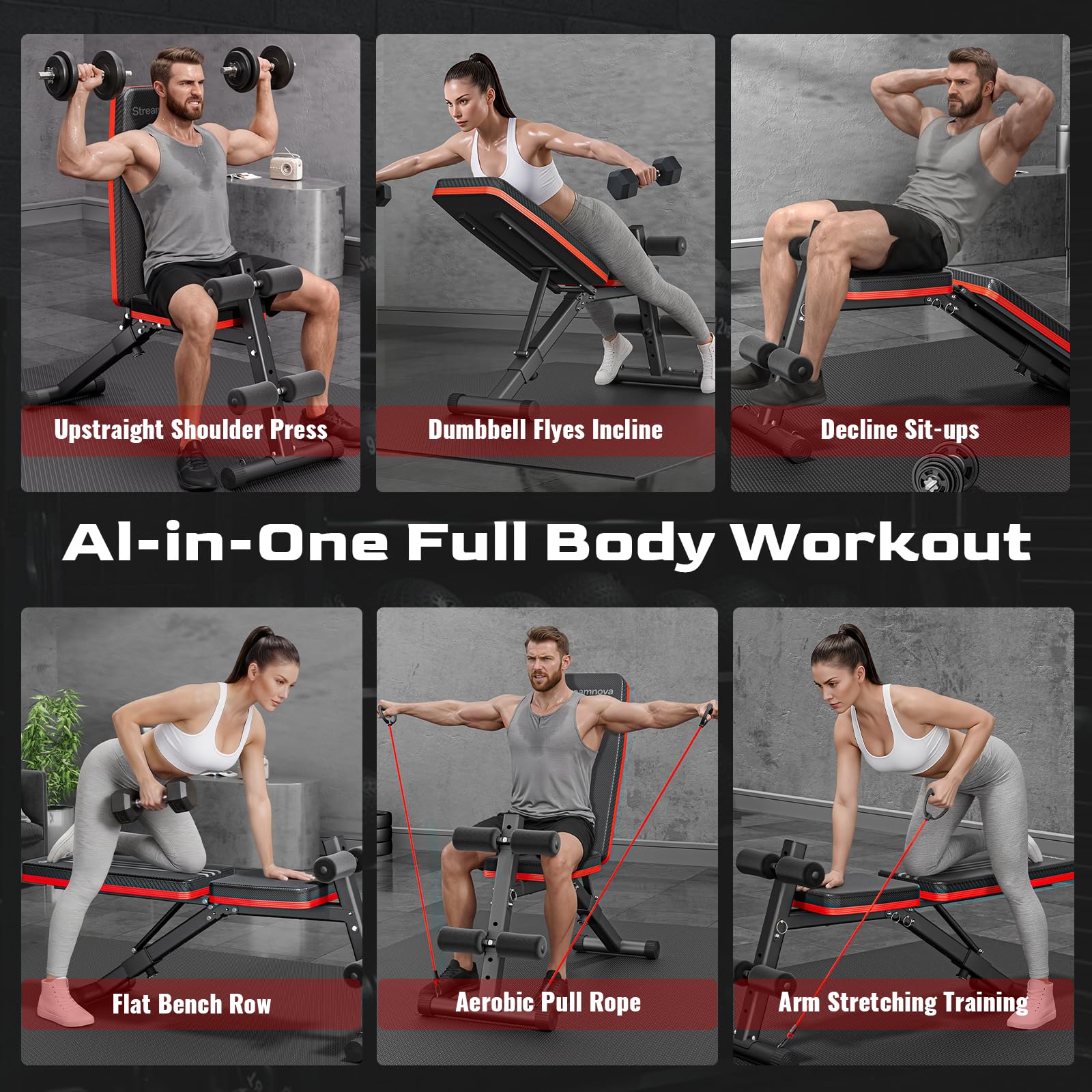 Weight Bench, 1000LBS Capacity 36-Position Adjustable Folding Weight Bench For Home Gyms, 90° To -30° 29.8-Inch Extended Backrest, Suitable For Bench Press Strength Training