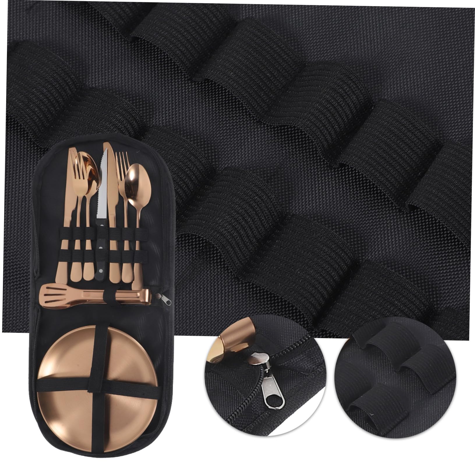 UKCOCO 1 Juego Utensilios Inoxidable para Camping Set de Cubiertos Plegables Portátiles con Estuche para y Actividades