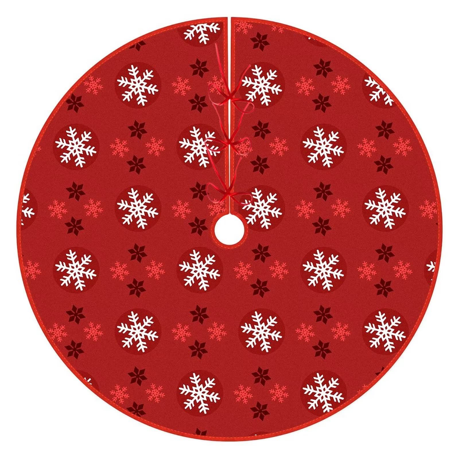 Gonna Per Albero Di Natale Rossa Con Fiocchi Di Neve - Diametro 91,4 Cm