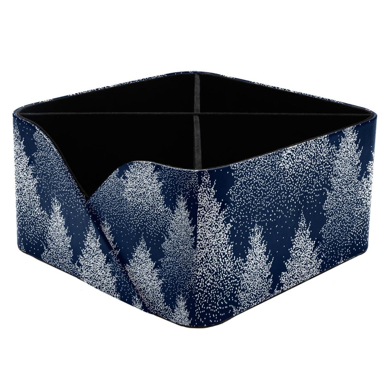 KengjuTesu Winter Fir Trees and Pines in Snow Forest Pattern Desktop Organizer Pen Holder, Rectangular Pencil Cup for Office, Study and Makeup Stations
