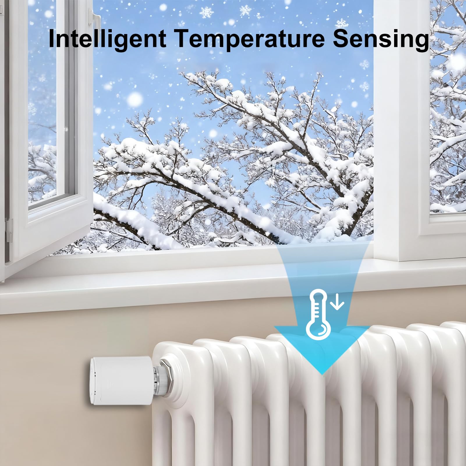 LICAEVEY Intelligentes Thermostat mit Gruppensteuerung für Große Räume, Tragbares Zigbee+RF-Thermostat für Bis zu 8 Heizkörper, Kompatibel mit Tuya-App und Fernbedienungssensor (SEA889-WIFI(TY))