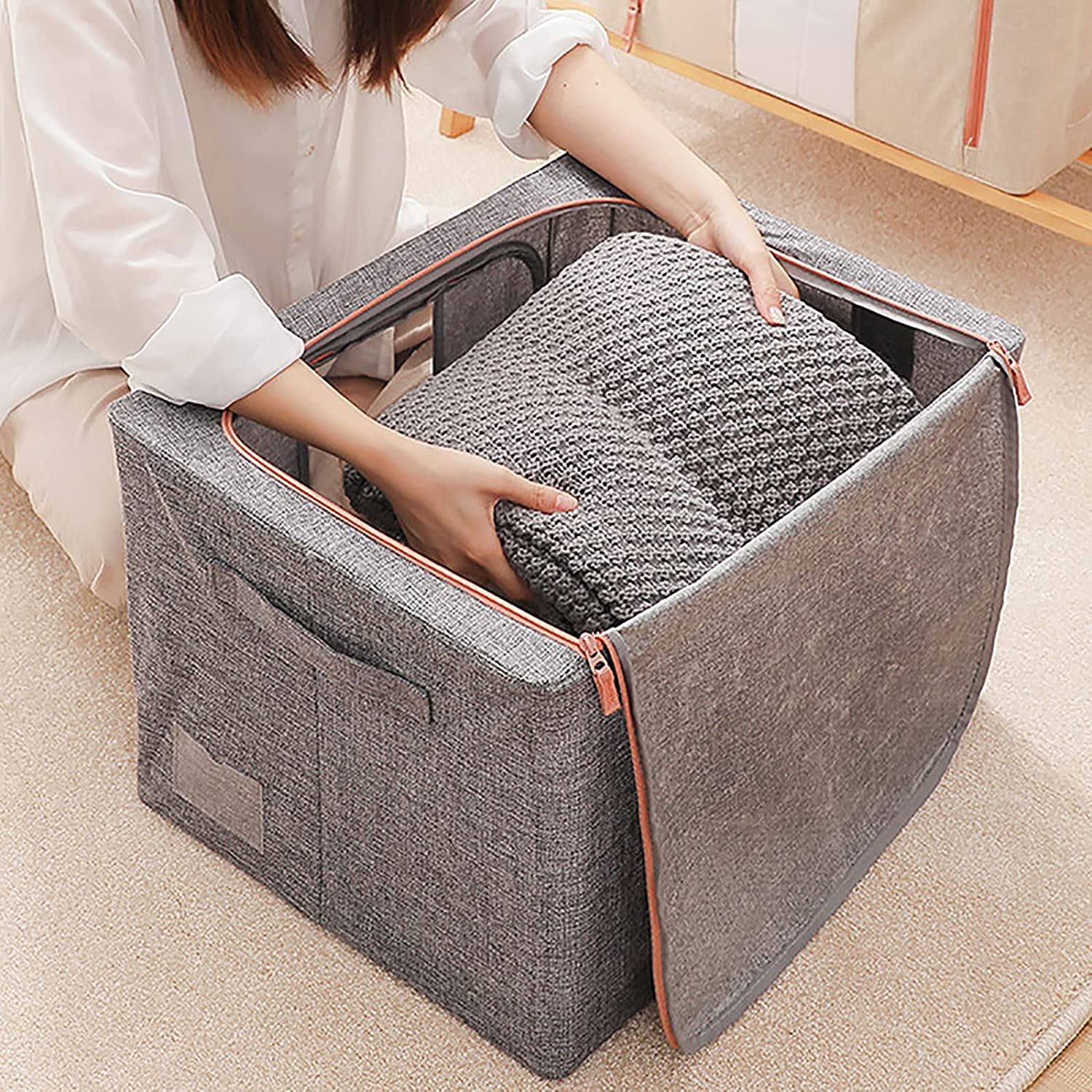 Cubi organizer pieghevoli, contenitori portaoggetti(Gris)