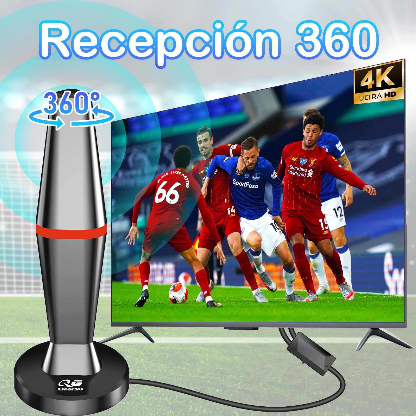 Antena de TV para Interiores y Exteriores, Recepción de Señal Digital (Red)