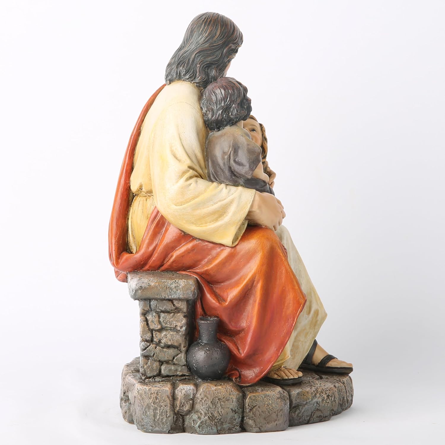 BC Catholic Jesus with Children Statue, Religious Figure, Inspirational Indoor Home Decor, Devout Gift for Child Baptism, 8.8" H, Renaissance Sculpture Handmade by Buildclassic - Image 5