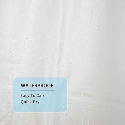 Miniatura 9 de YISURE Cortina de ducha de 60 pulgadas, forro de cortina de ducha de vinilo Peva blanco, impermeable, juego de cortinas de ducha pequeñas con 3