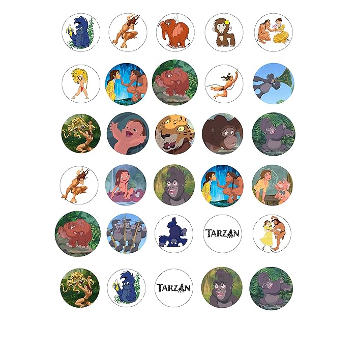 Buy 30 x Edible Cupcake Toppers Themed of Tarzan Collection of Edible