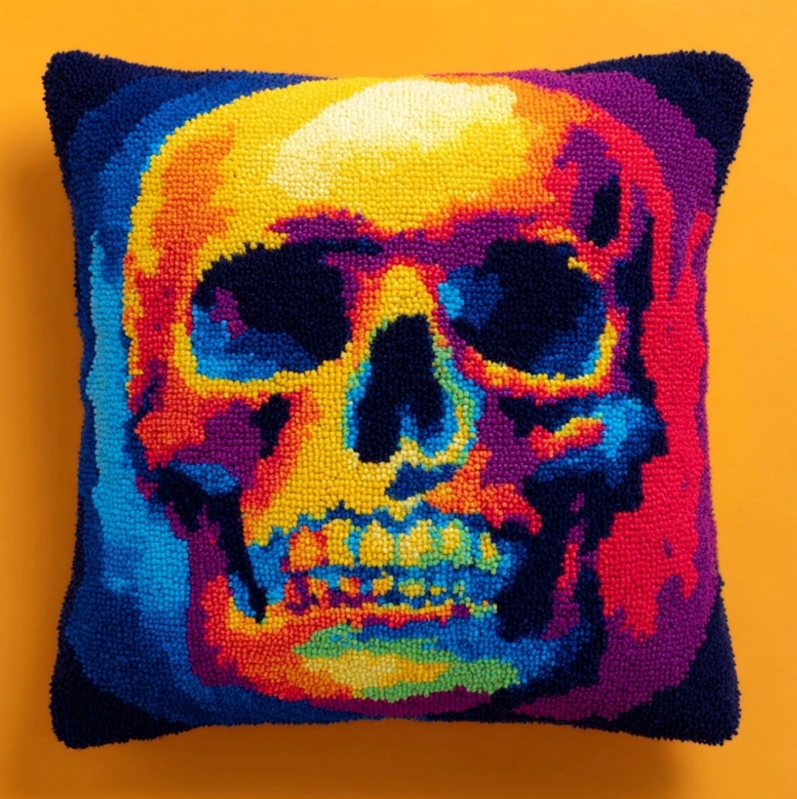 WallustrioaW Latch Hook Cushion Kits 43x43cm,Skull