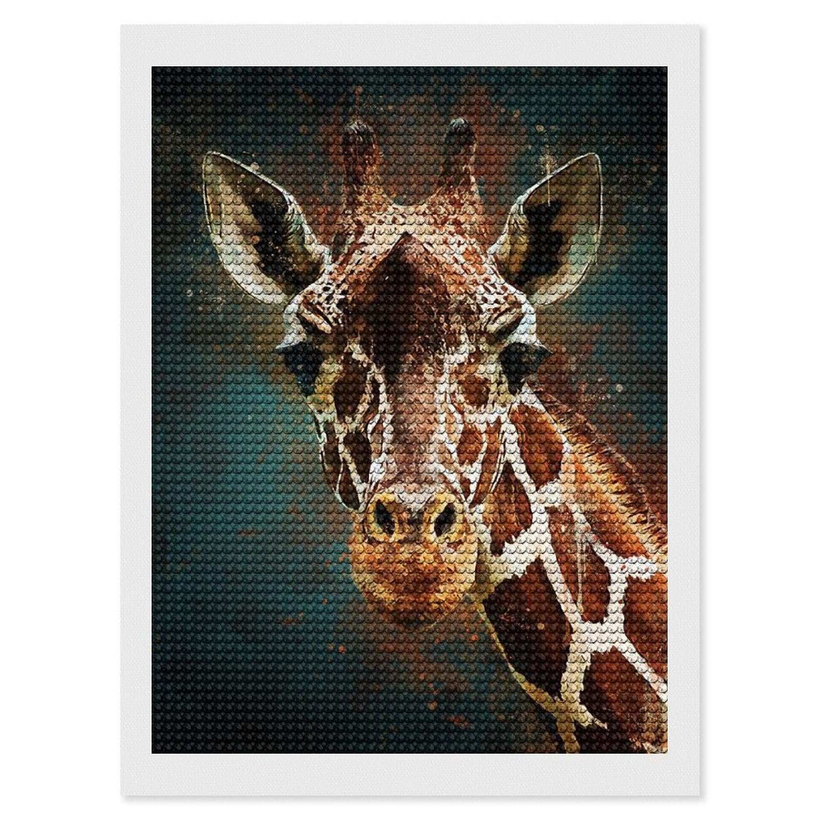 Junmoney Splatter Giraffe Diamond Painting Canvas Set 12"x16", for Craft Lovers, Decorate Your Room, Festive Craft Gift, Vintage Style Decor