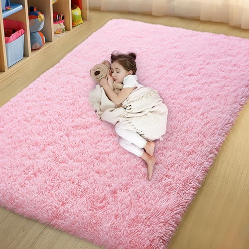 Miniatura 27 de Alfombras de área de 6 x 9 pies para sala de estar, alfombra azul grande y esponjosa para dormitorio, alfombras suaves y peludas para dormitorio de