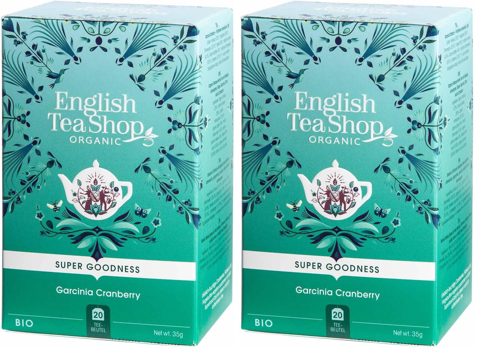 Organic Cranberry, Hibiscus and Rosehip - 20 Tea Bag Sachets, 35 g (Pack of 2)