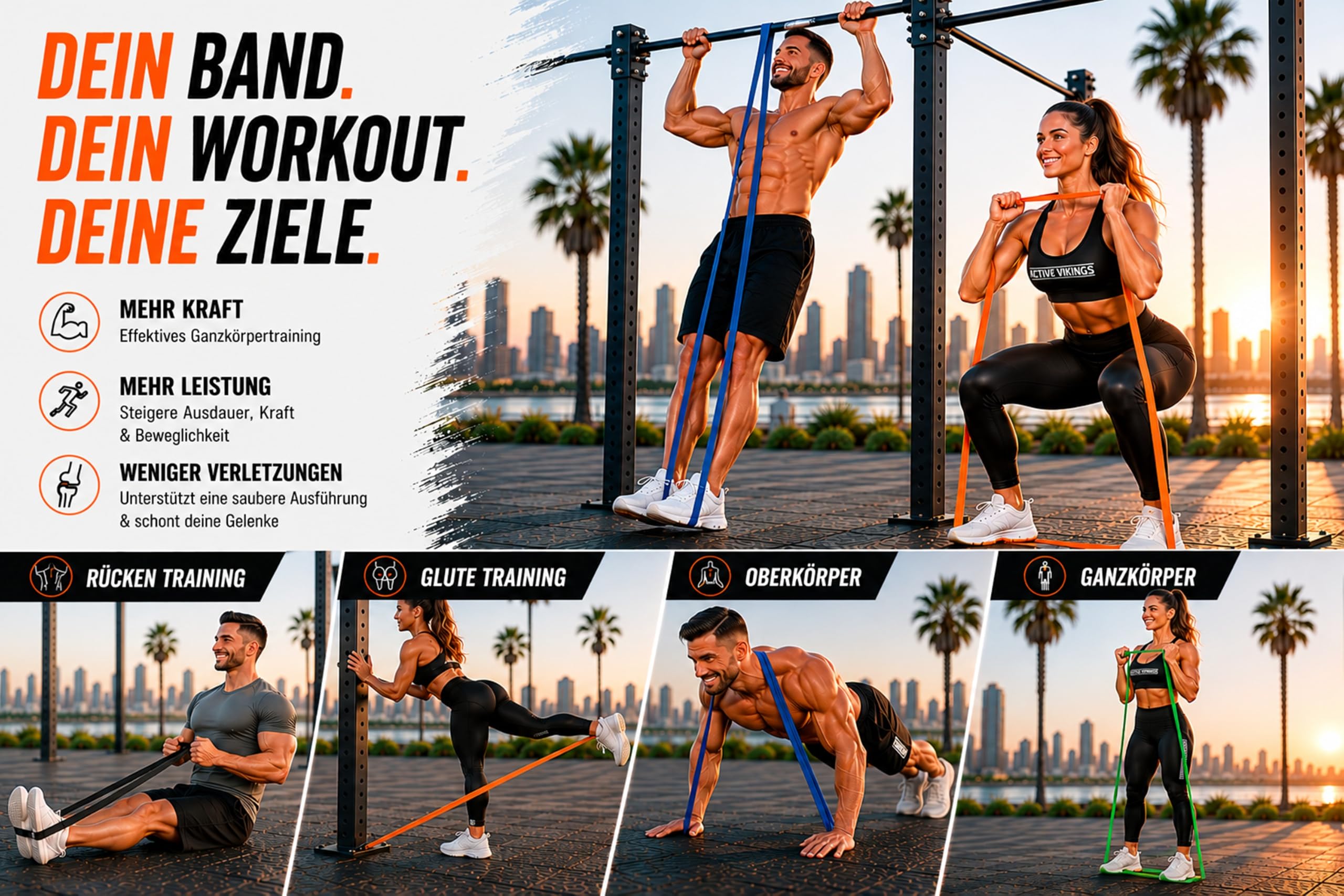 Pull-Up Stoff Fitnessbänder - Perfekt für Muskelaufbau - Fitnessband Klimmzugbänder Widerstandsbänder